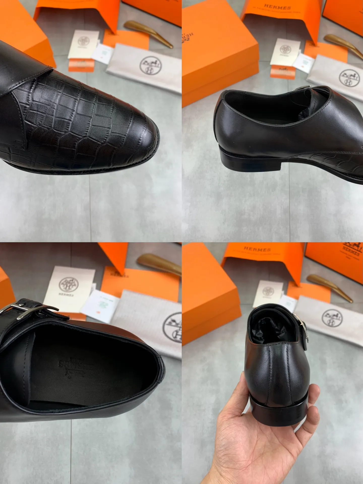 Factory price P940 💰💎💎💎 Original genuine leather outsole Brand: Hermès Grade: Same as the official website Original quality materials: Original soft calfskin Water-dyed cowhide lining Original Italian genuine leather outsole Style categories: Men's fashion Formal casual leather shoes Slip-on men's shoes series Young fashion European and American trends British style Code number: 39-45 (38.46 can be customized)